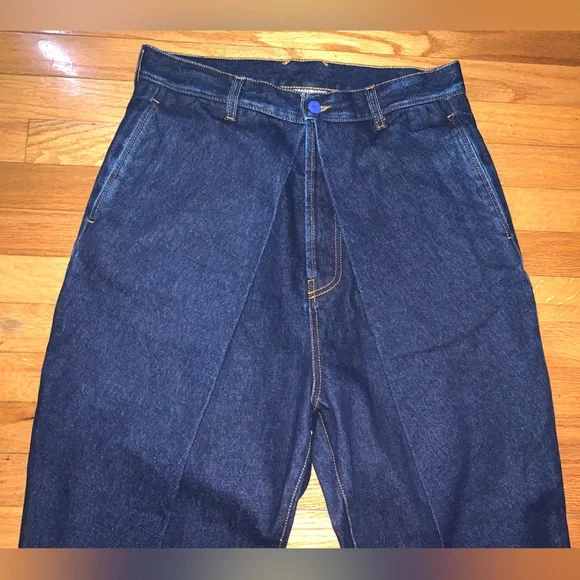 Marcelo Burlon Stone 5 Denim Pleated Jeans Pants Dark Blue Indigo 32 $800 - Picture 3 of 8